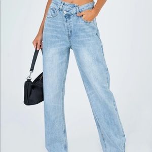 Princess Polly Holly Asymmetric Straight Leg Jeans